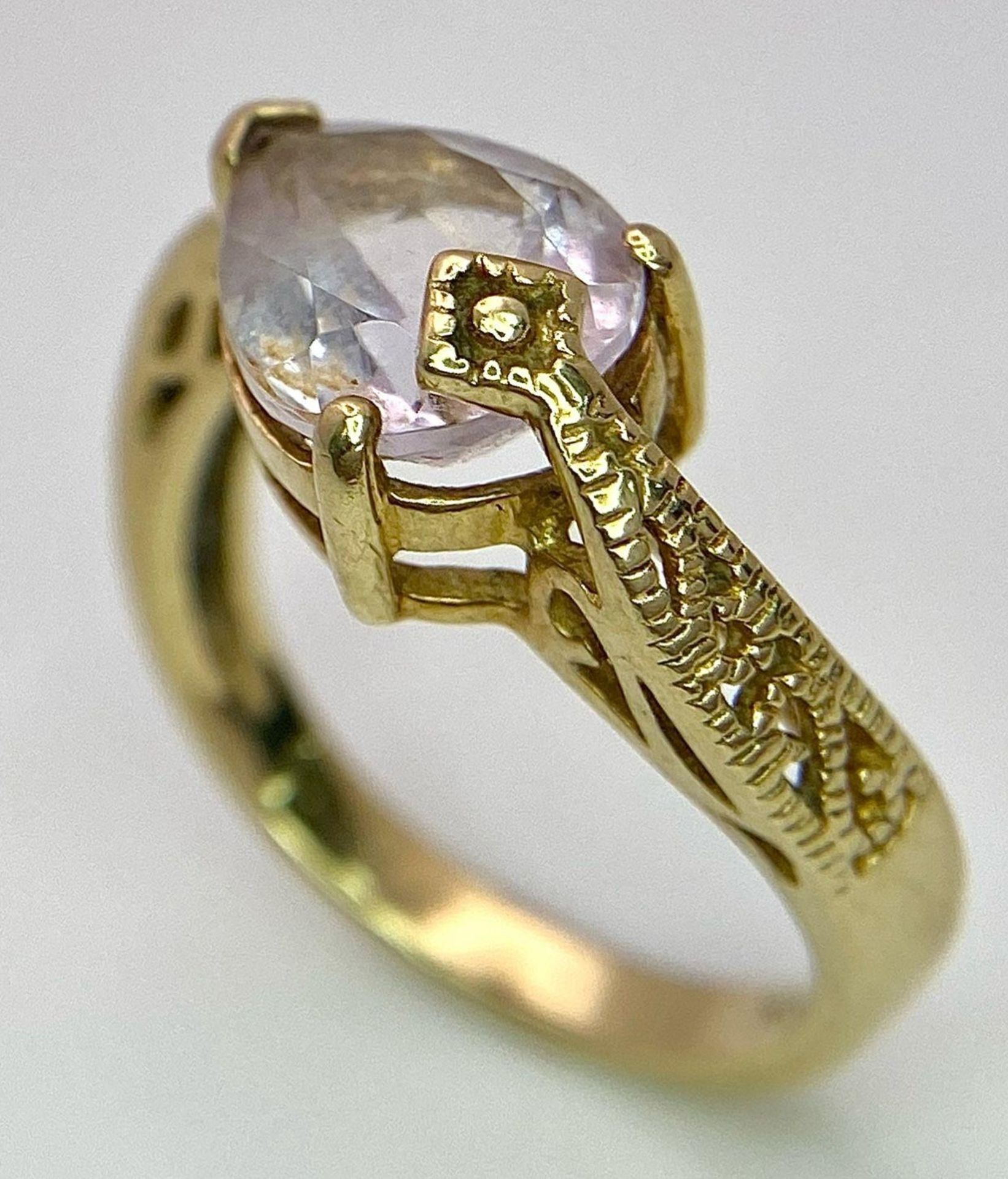 A9K GOLD SERPENT SHAPED RING WITH LARGE AMETHYST STONE . 3.7gms size O - Image 2 of 6