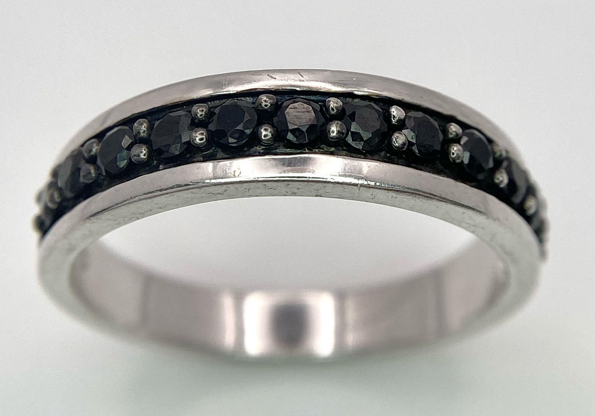 A 925 Silver and Sapphire Half Eternity Ring. Size X. - Image 3 of 7