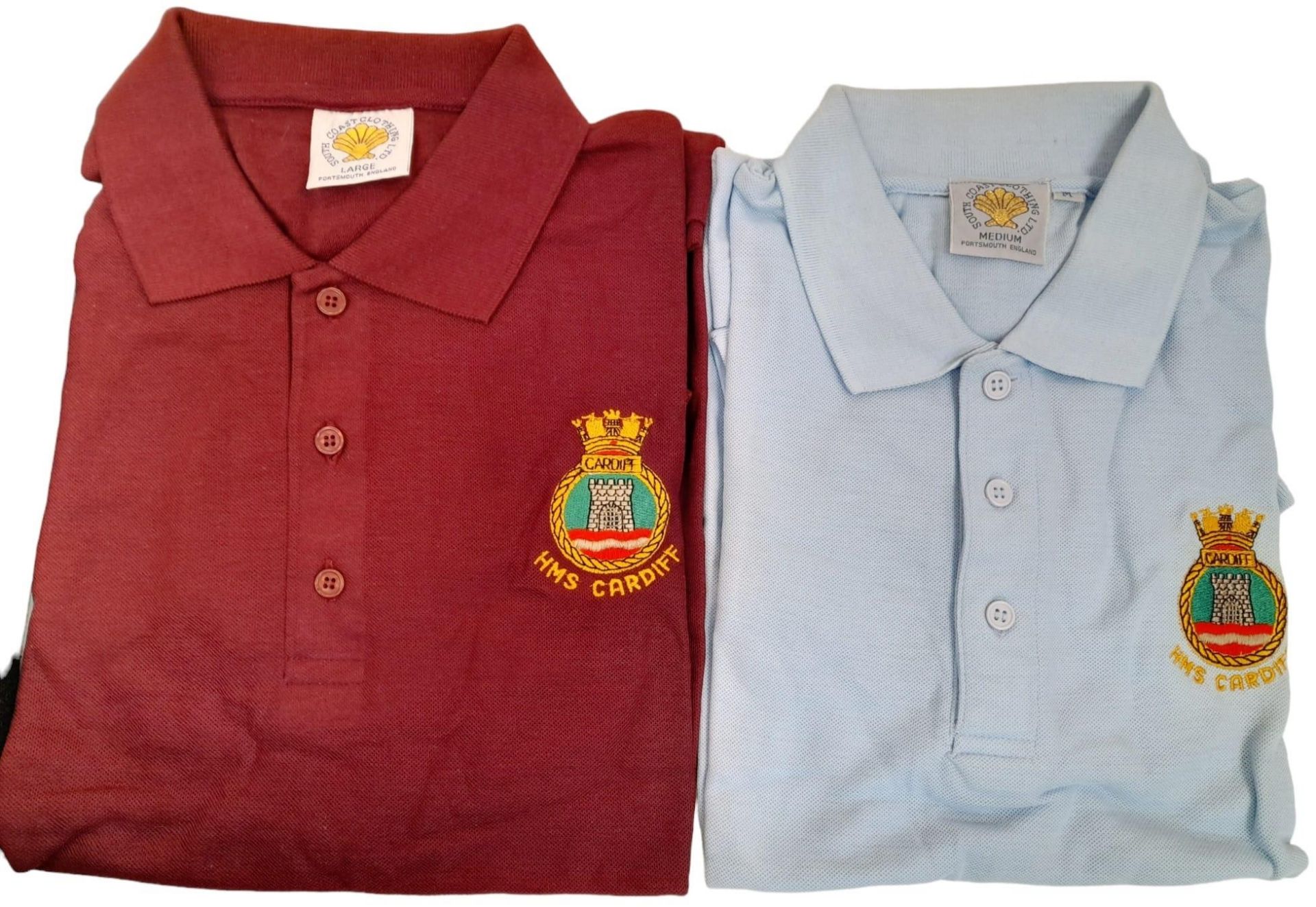 A Parcel of Royal Navy Unworn Clothing for HMS Cardiff Comprising 4 x Polo Shirts Sizes 2 x Medium - Image 2 of 9