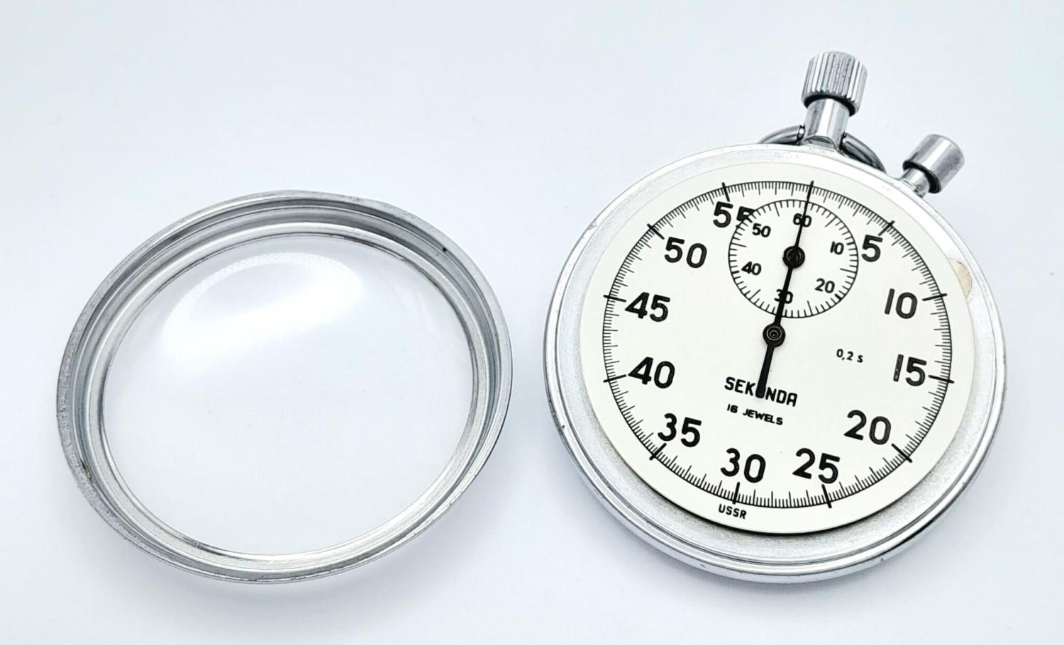 A Vintage Sekonda Stopwatch. Stainless steel case -54mm. White dial with second sub dial. Top - Bild 9 aus 14