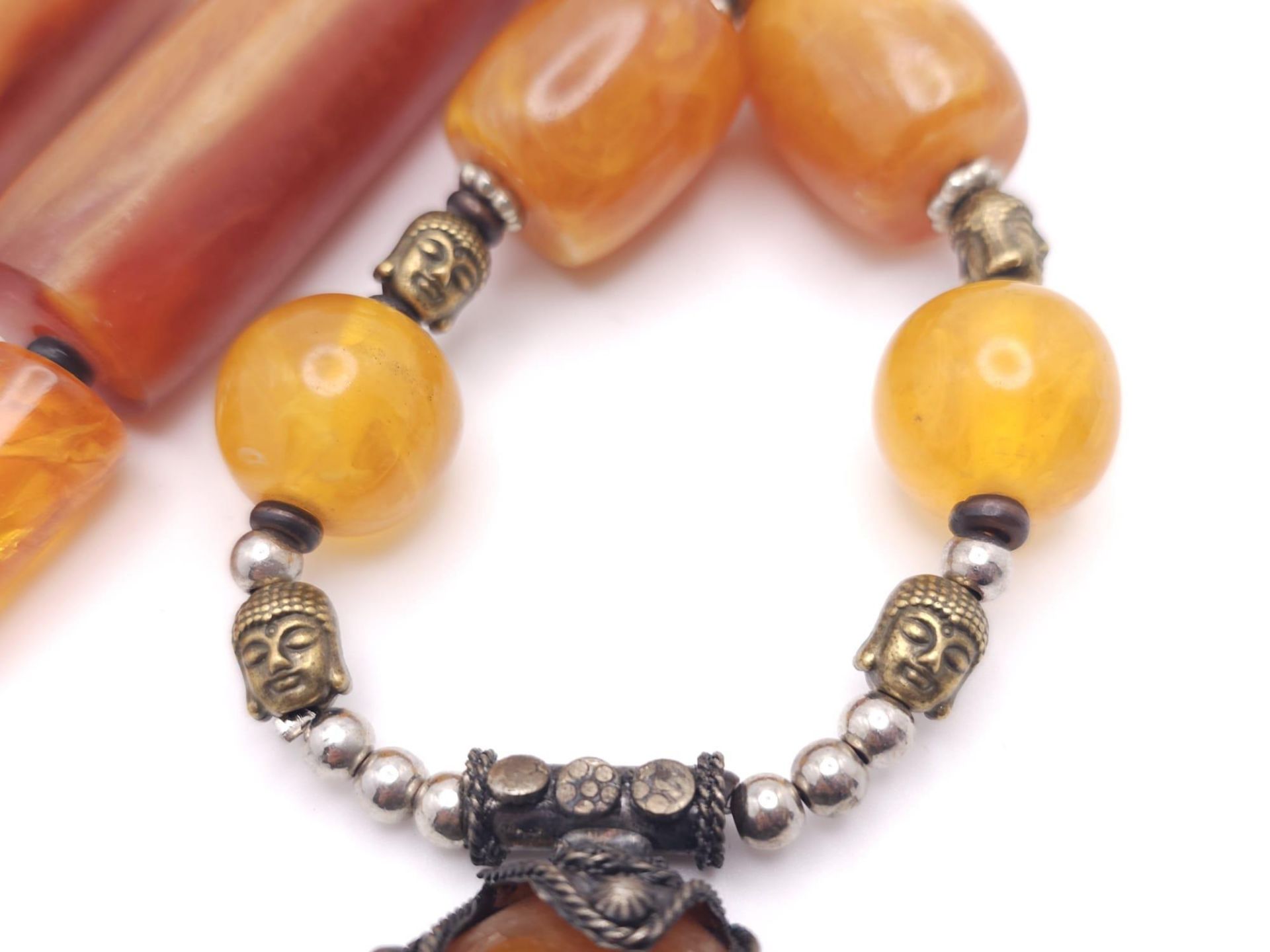 Two Amber Resin Statement Necklaces and Pendants. Both 56cm. - Bild 13 aus 17