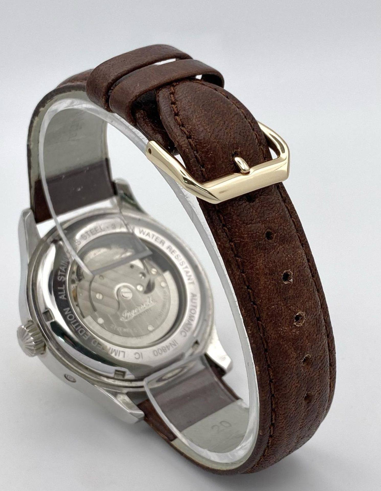 A Limited Edition (IN4800) Ingersoll Automatic Gents Watch. Brown leather strap. Stainless steel - Image 9 of 18