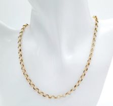 A 9K Yellow Gold Belcher Chain with a 14K Gold Clasp. 50cm. 11.7g