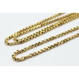 An 18K Yellow Gold Petite Square Link Necklace. 62cm. 5g
