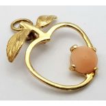 14K YELLOW GOLD STONE SET APPLE CHARM 1G