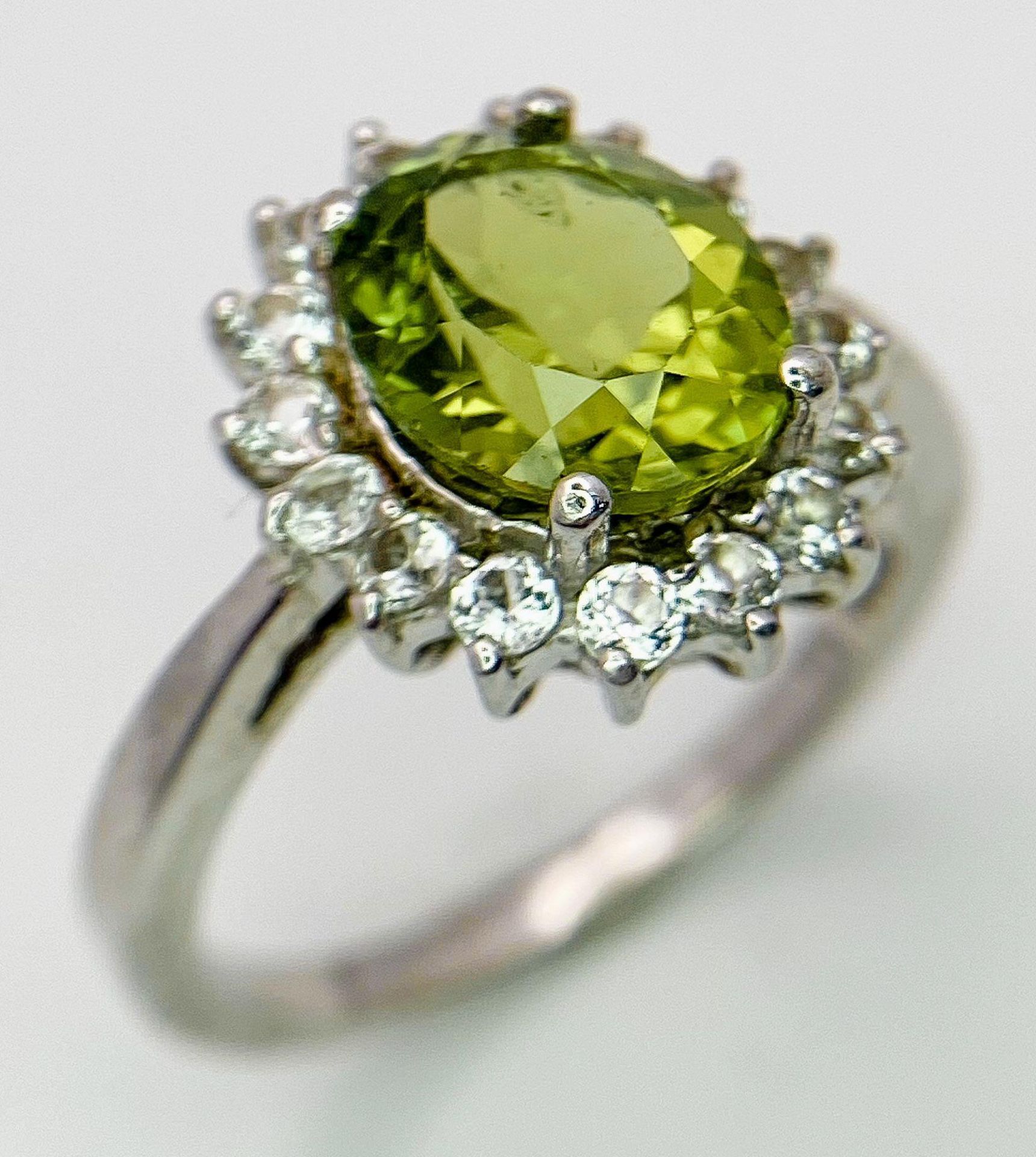 Three 925 Sterling Silver Gemstone Rings: Turquoise - Size T, Peridot - Size P and Ruby - Size R. - Image 5 of 15