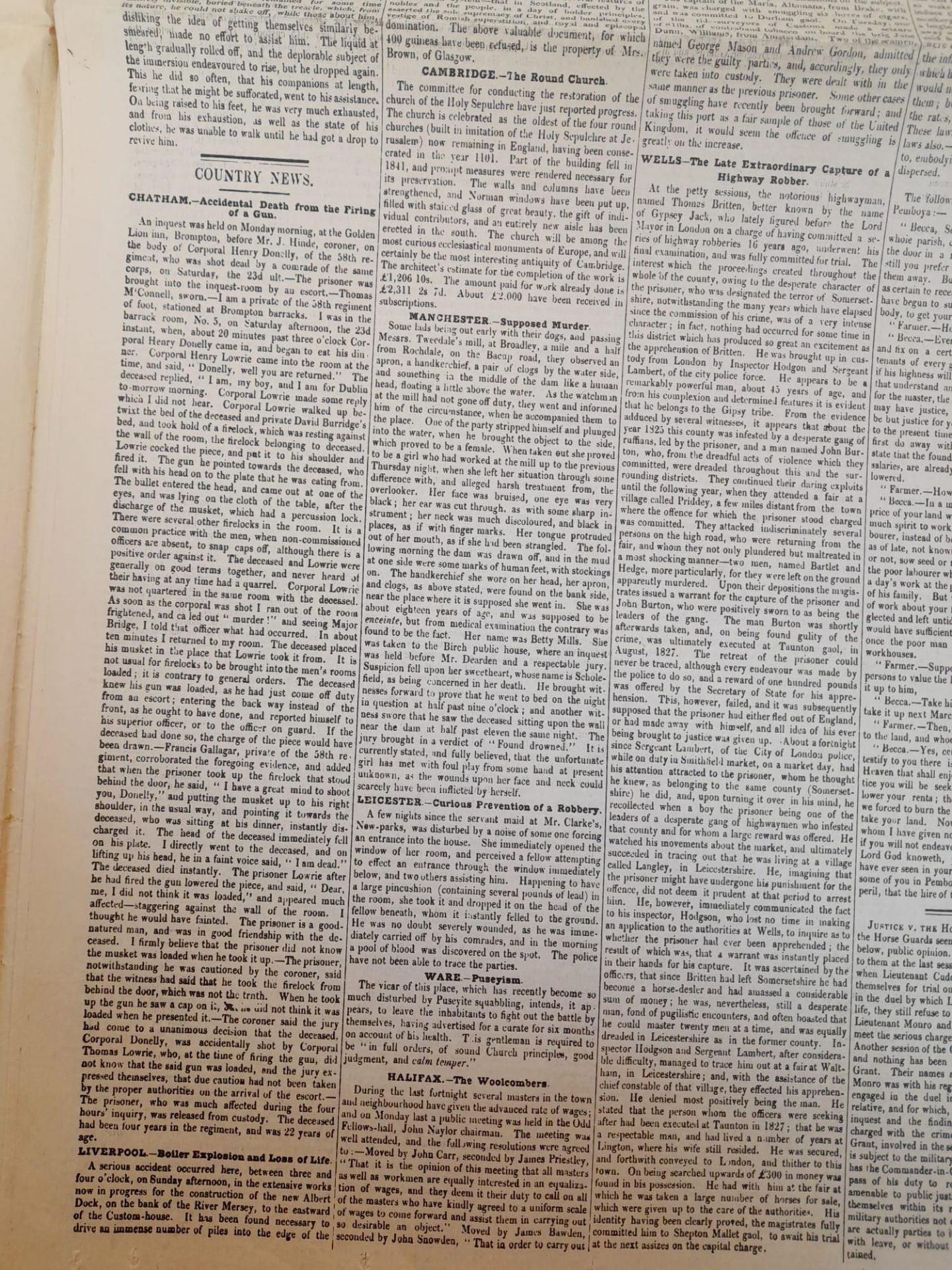 An October 1st 1843, 1st Edition Copy of The News of the World. Found in a North London home in 1966 - Bild 4 aus 5