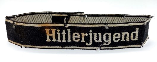 3rd Reich 12th SS Panzer “Hitler Youth” Cuff Title. Marked “Bevo Wuppental” Passes the black light