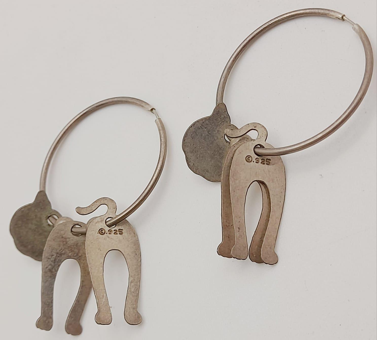 A stylish pair of 925 silver cat earrings. Total weight 3.3G. Please see photos for details. - Image 5 of 7