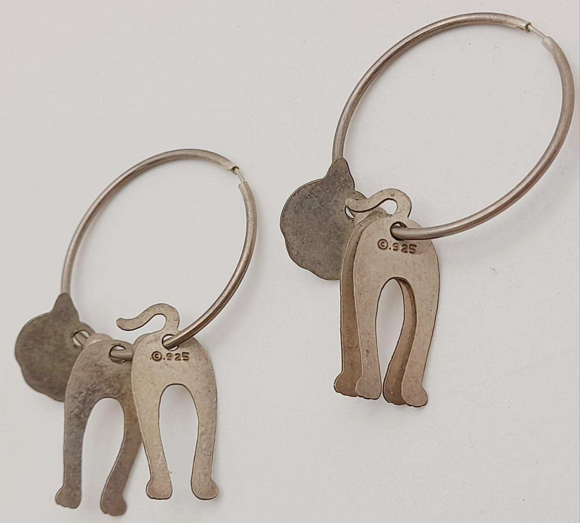 A stylish pair of 925 silver cat earrings. Total weight 3.3G. Please see photos for details. - Bild 5 aus 7