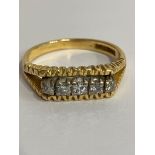 Stunning 18 carat Yellow Gold Ring, Having 5 x Sparkling Diamonds set to top. Full UK hallmark.