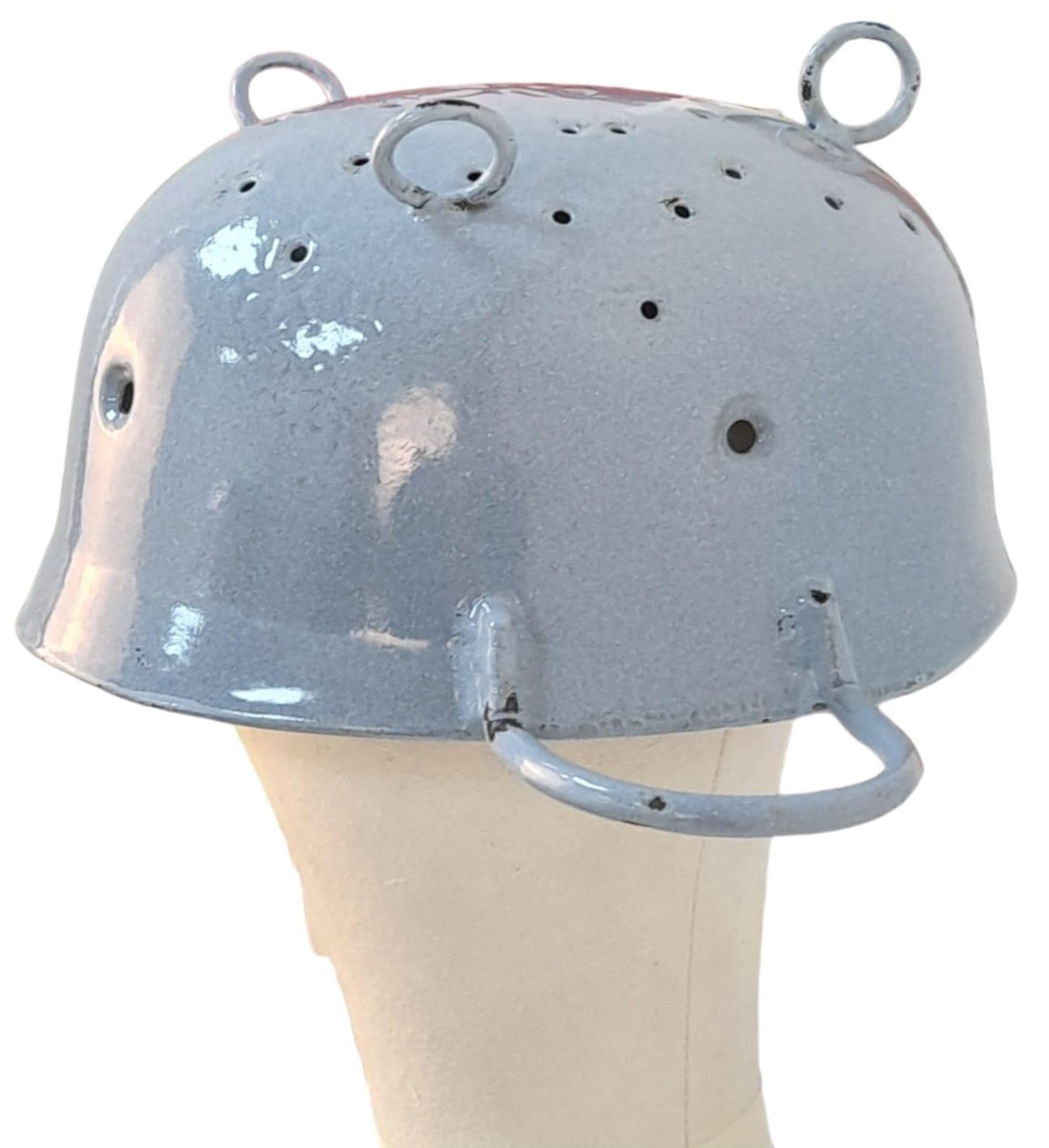 Enamel Colander Made from a German Paratroopers Helmet. 1933