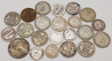 A Parcel of 20 Pre-1920 & Pre-1947 Silver Coins, plus a 1943 Ceylon 25 Cent Coin and a 1952