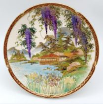 A Very Fine Antique (C1900) Japanese Meiji Satsuma Plate. Scalloped edges with a superb painted