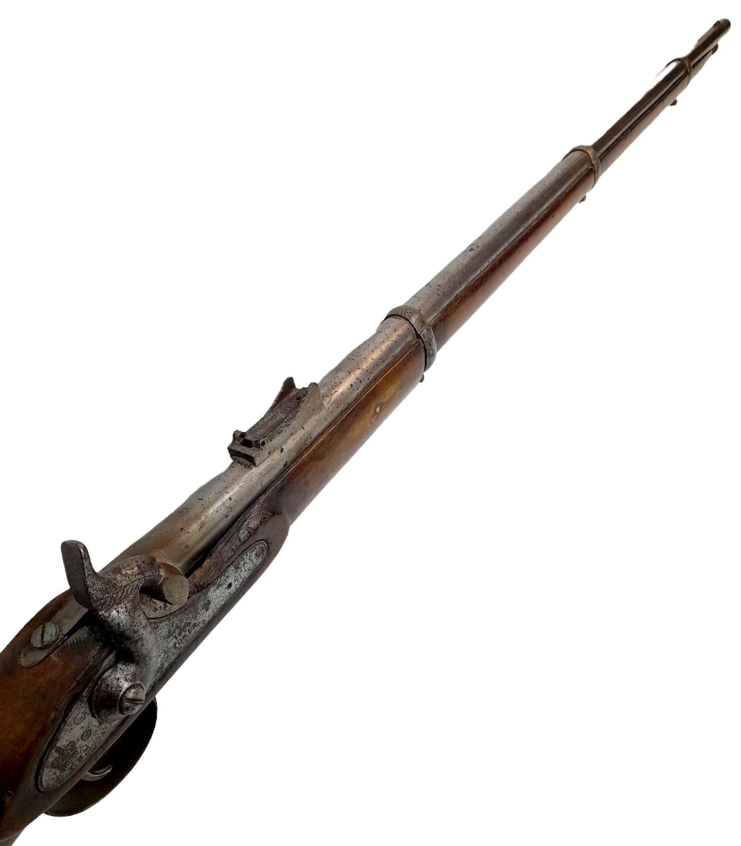 An Antique Original London Tower Armoury Percussion Rifle Dated and Stamped 1860 on action and - Image 3 of 8