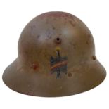 Spanish Civil War Czech M30 Helmet with insignia of Franco’s Fascist 46th Infantry Badge. No liner.