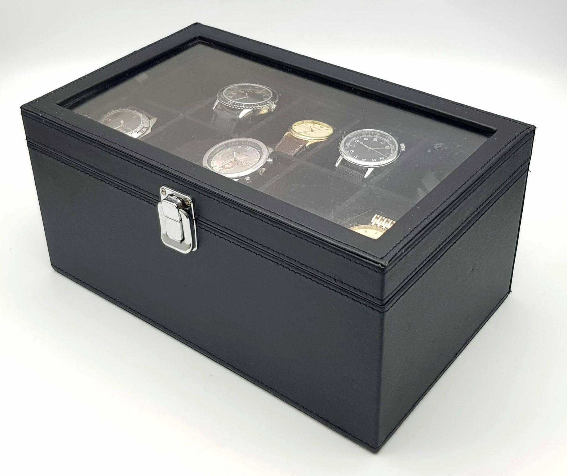 A Black Leatherette 20 Watch Display Box with Six Men’s Used Quartz Watches Comprising; 1) Italian - Bild 10 aus 12