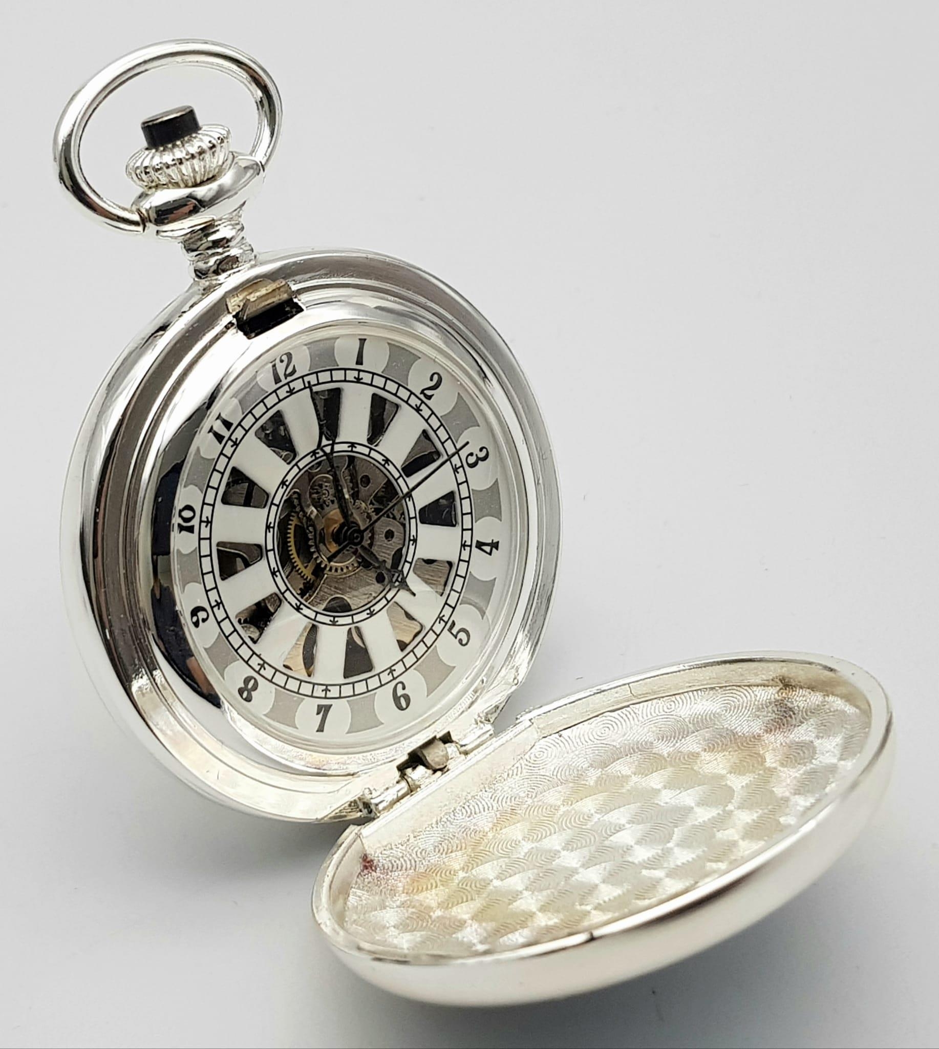 A Silver Tone, Manual Wind Pocket Watch Commemorating the WW2 German Pilot Feldwebel Heitsch in - Image 2 of 10