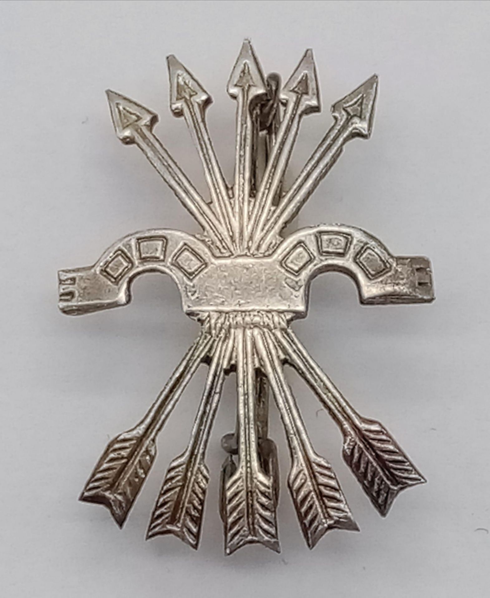 Silver Spanish Civil War Falange Badge worn by members of the German Condor Legion and Blue