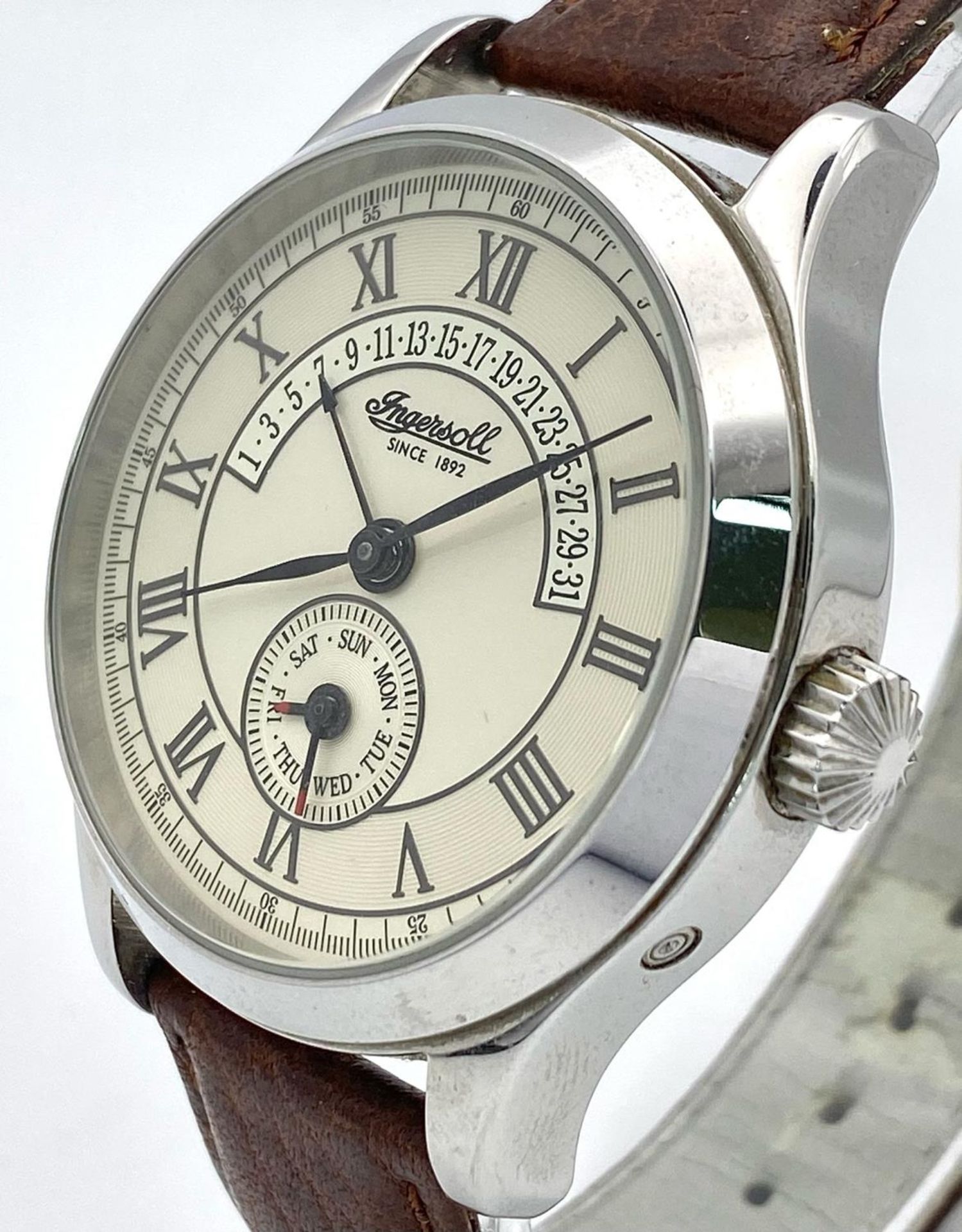 A Limited Edition (IN4800) Ingersoll Automatic Gents Watch. Brown leather strap. Stainless steel - Image 8 of 18