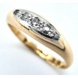 An 18K Yellow Gold and Platinum Vintage Diamond Ring. Size G, 1.5 total weight. Ref: 8452