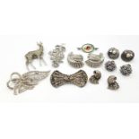An Art Deco Style White Metal Jewellery Lot. Comprising of four pairs of earrings, and five
