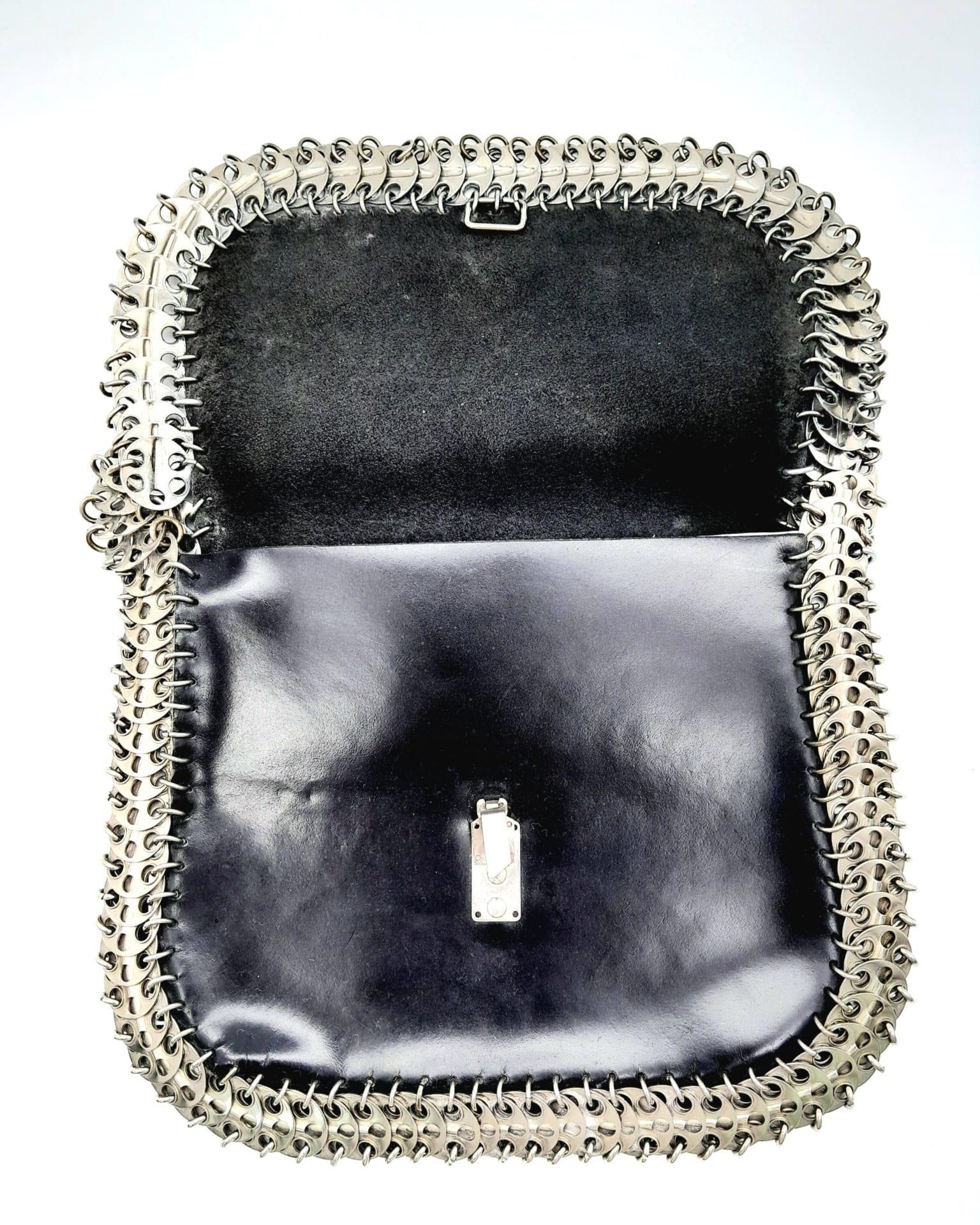 A Paco Rabanne Black 69 Chain Bag. Leather exterior with silver-toned perforated steel discs - Image 3 of 8