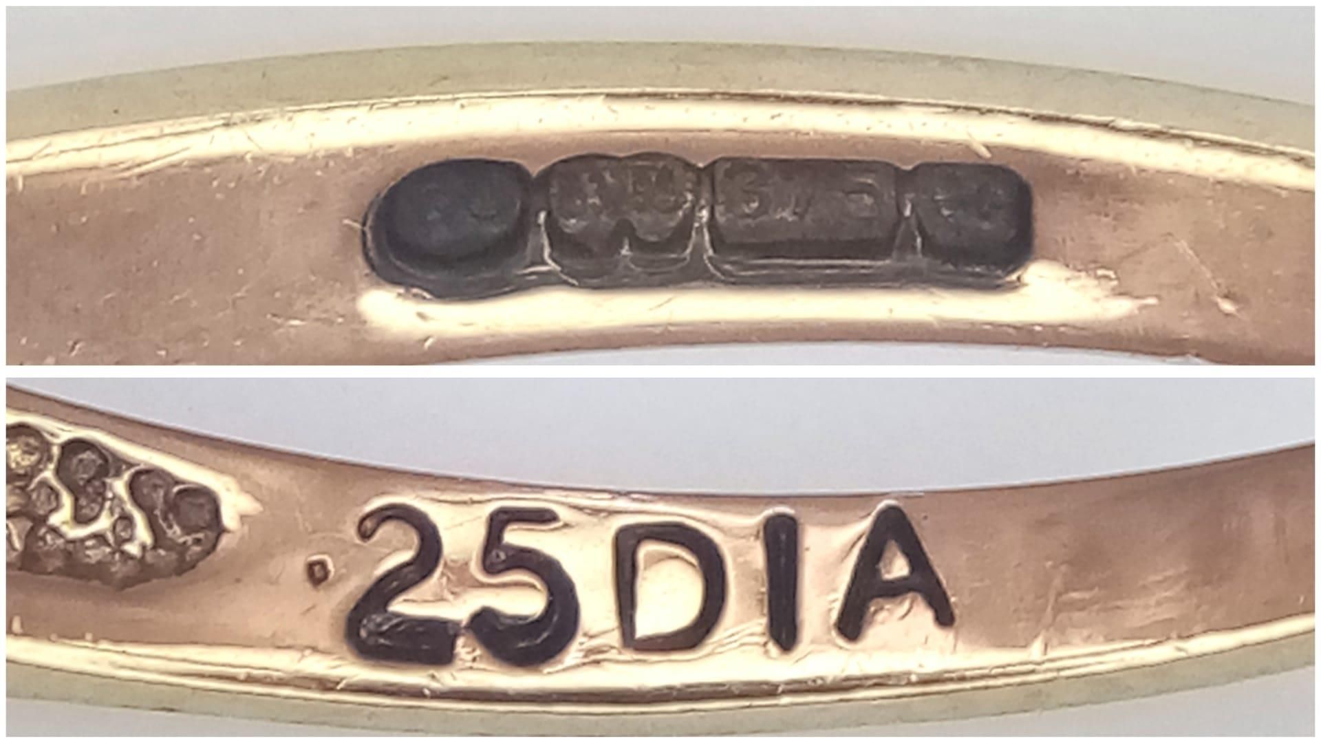 A 9K Yellow Gold Diamond Half Eternity Ring. 0.25ctw, Size P, 1.2g total weight. Ref: SC 7063 - Image 4 of 4
