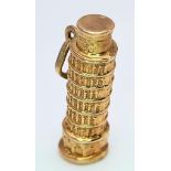 A 9K Yellow Gold Leaning Tower of Pisa Charm. 2.4cm length, 1.3g weight. Ref: SC 7065