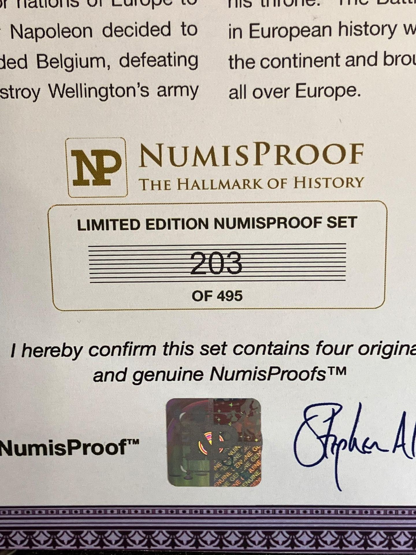 Rare Battle of Waterloo ‘NUMISPROOF’ commemorative set. Consisting 4 x large GOLD PLATED Numisproofs - Bild 10 aus 17