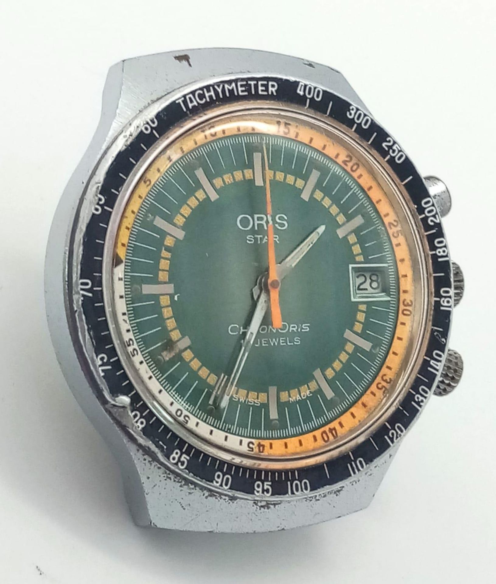 A Vintage Oris Star Chronograph Automatic Gents Watch Case - 38mm. Multi tone dial with date window. - Image 4 of 10