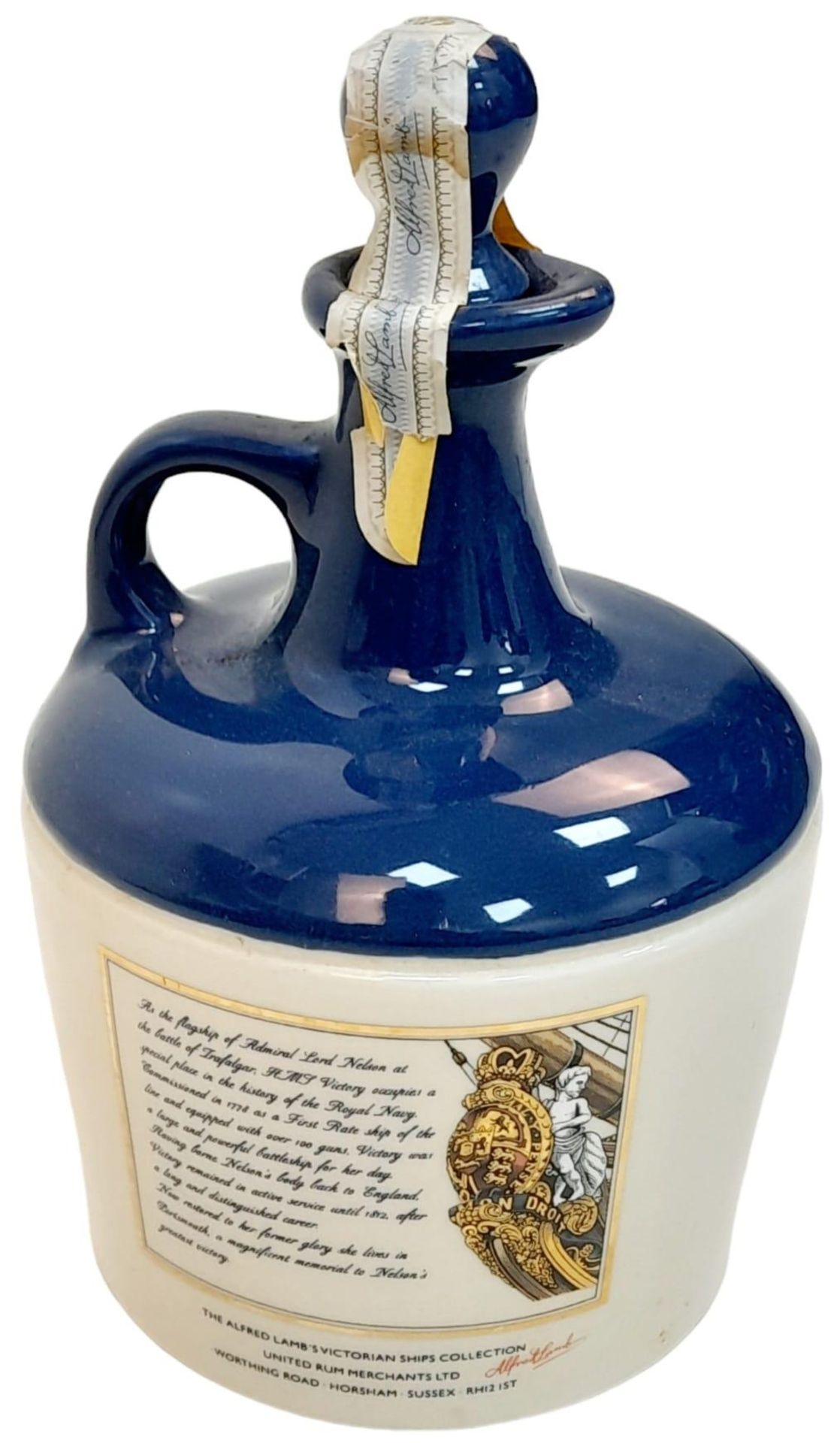 A ‘Unopened’ Vintage, Stone Pottery Bottle/Flagon of Lambs Navy Rum Featuring HMS Victory. The - Bild 2 aus 4