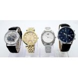 A Parcel of Four Quartz Fashion Watches, Two Men & Two Ladies Comprising; 1) A Gold Tone Clear Stone