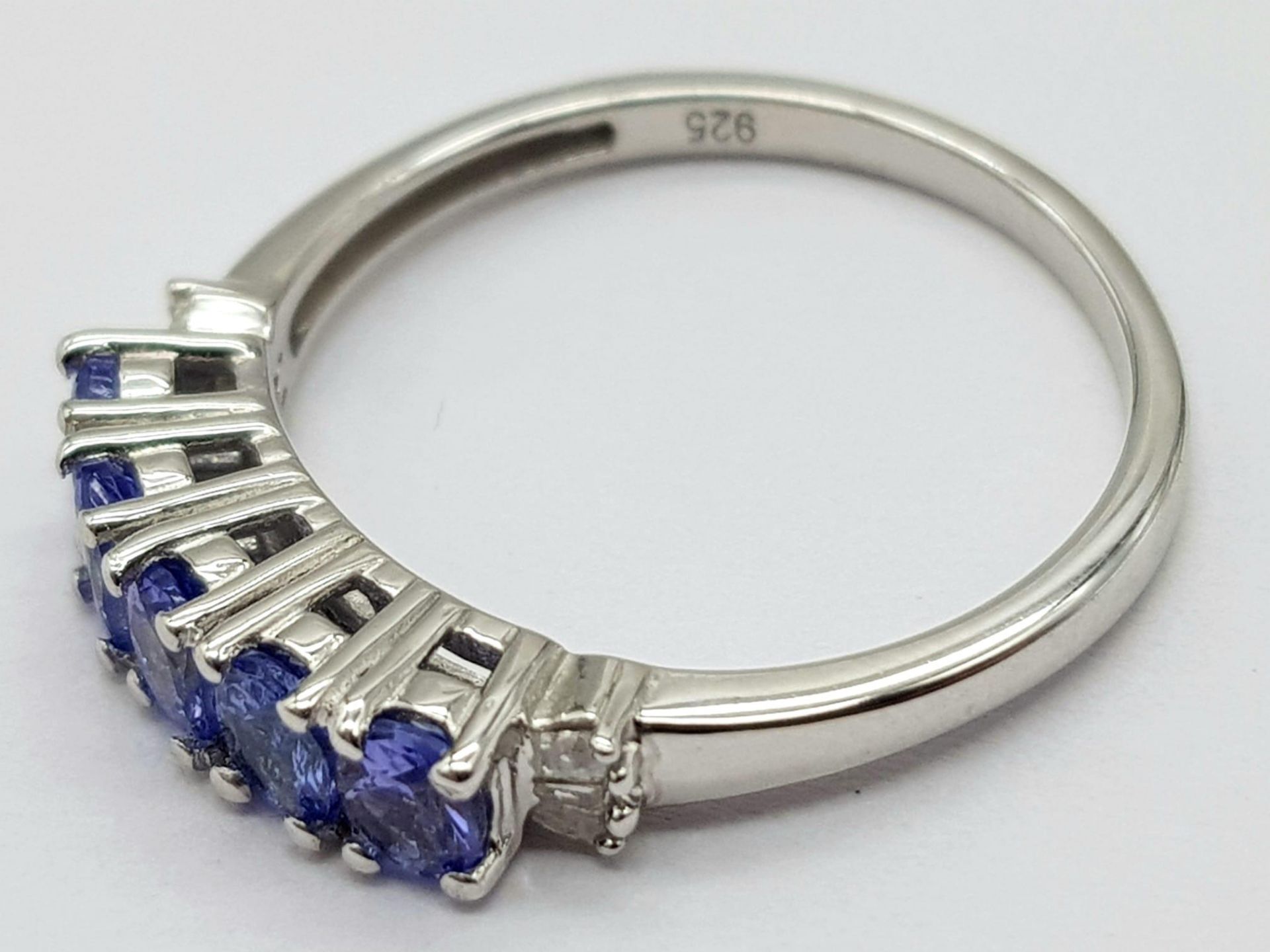 A Tanzanite and Diamond Ring set in 925 Silver. Size M. - Image 4 of 6