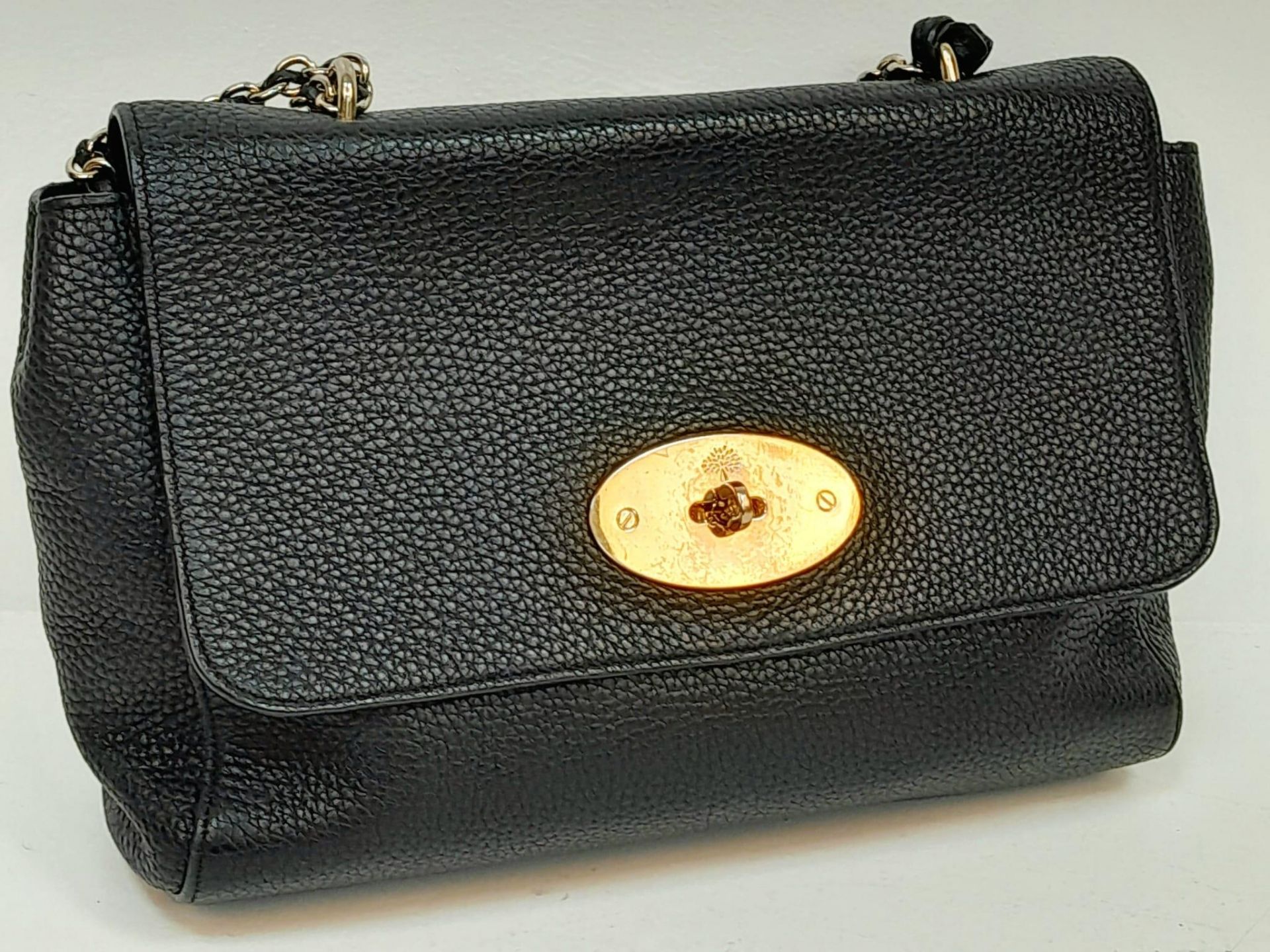 A Mulberry Black 'Lily' Bag. Leather exterior with gold-toned hardware, chain and leather strap, - Image 6 of 12