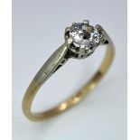 An 18K Yellow Gold Diamond Solitaire Ring. 0.40ct. Size M. 1.82g