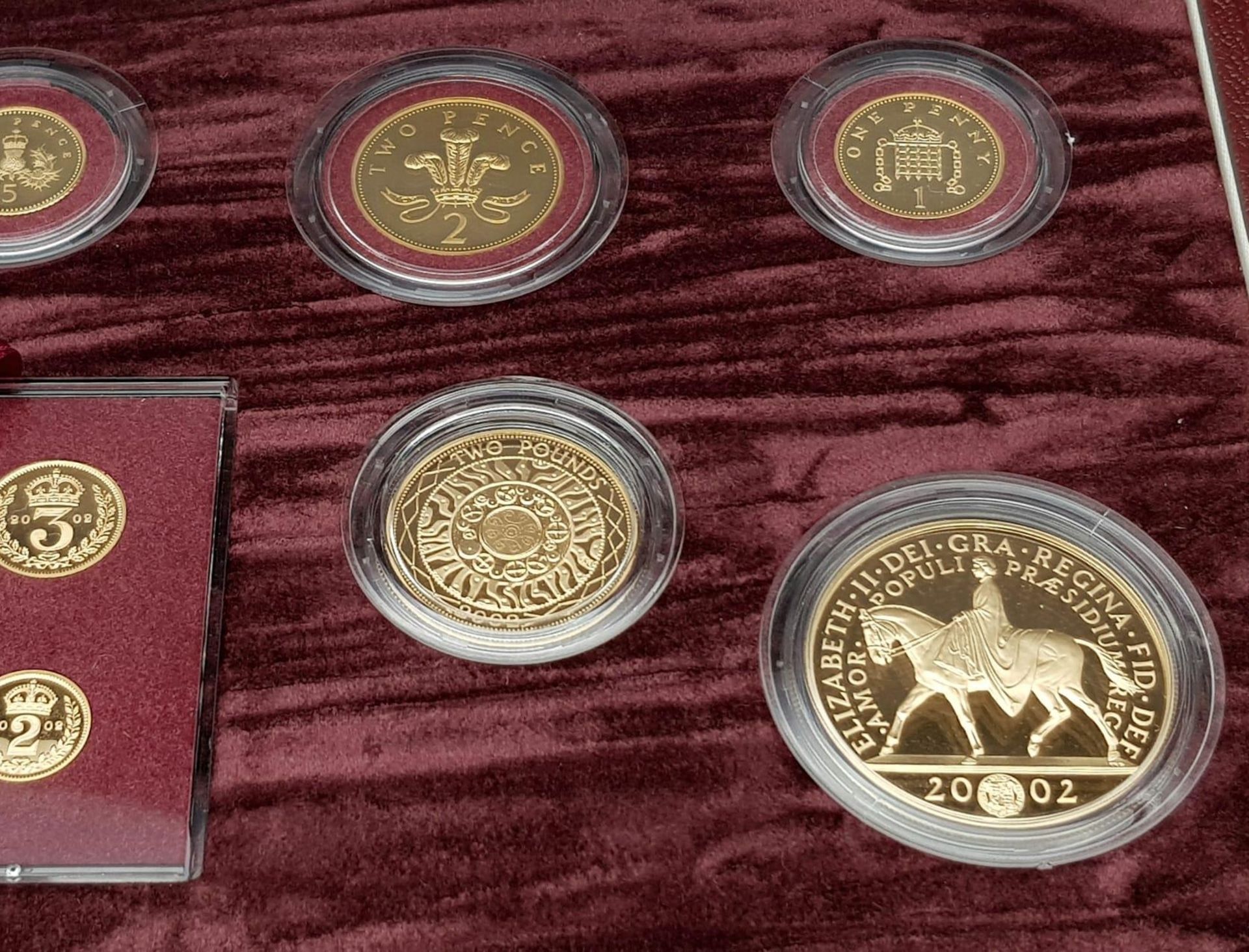 A Breathtaking Limited Edition 2002 Golden Jubilee 22K Gold Proof Coin Set. This set contains a - Image 3 of 21