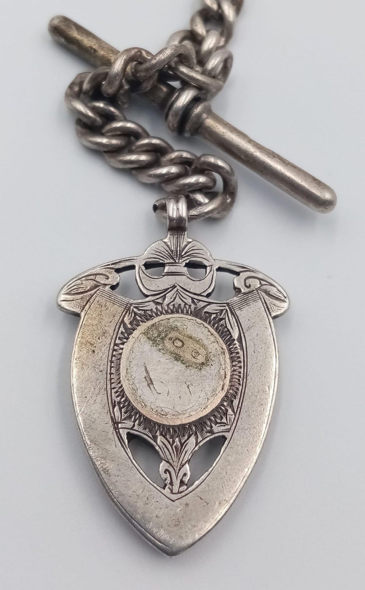 A Vintage Sterling Silver Half Hunter 'Record' Pocket Watch. Comes with an antique Albert chain - Image 8 of 13
