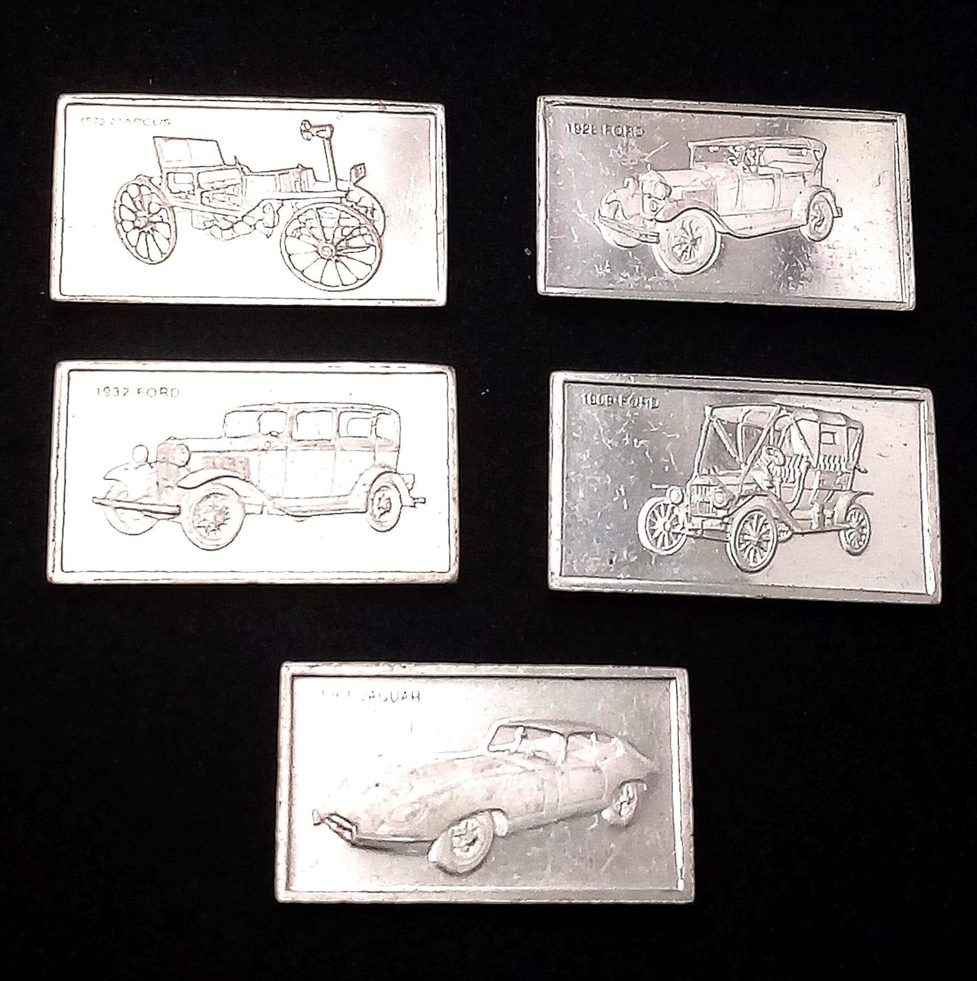 A Selection of 5 Sterling Silver British Car Manufacturer Plaques - Jaguar, Marcus, and 3 x Ford - Bild 3 aus 5