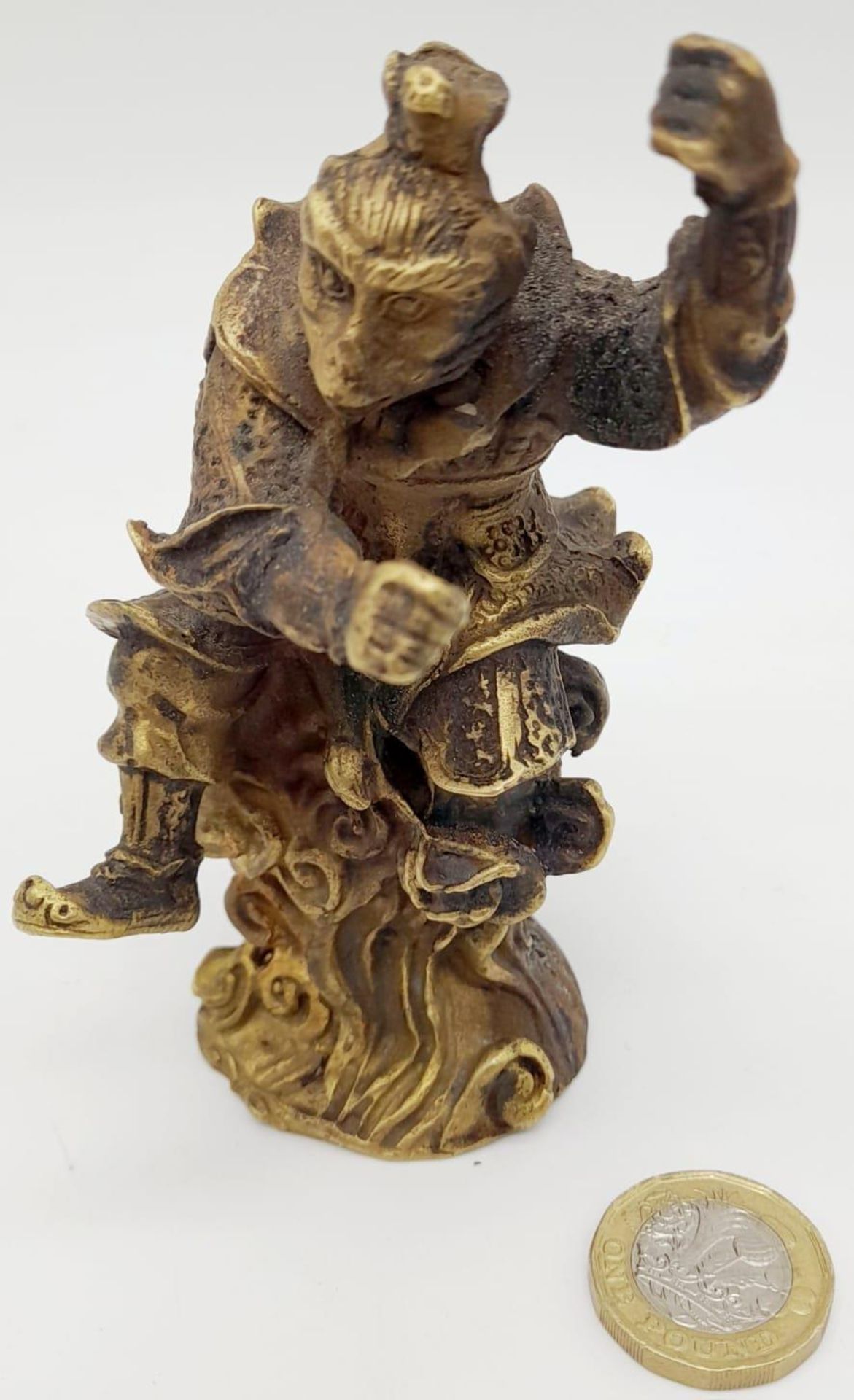 An Antique (Mid 19th Century) Chinese Monkey God Bronze Figure. Excellent casting and detail. - Image 6 of 7