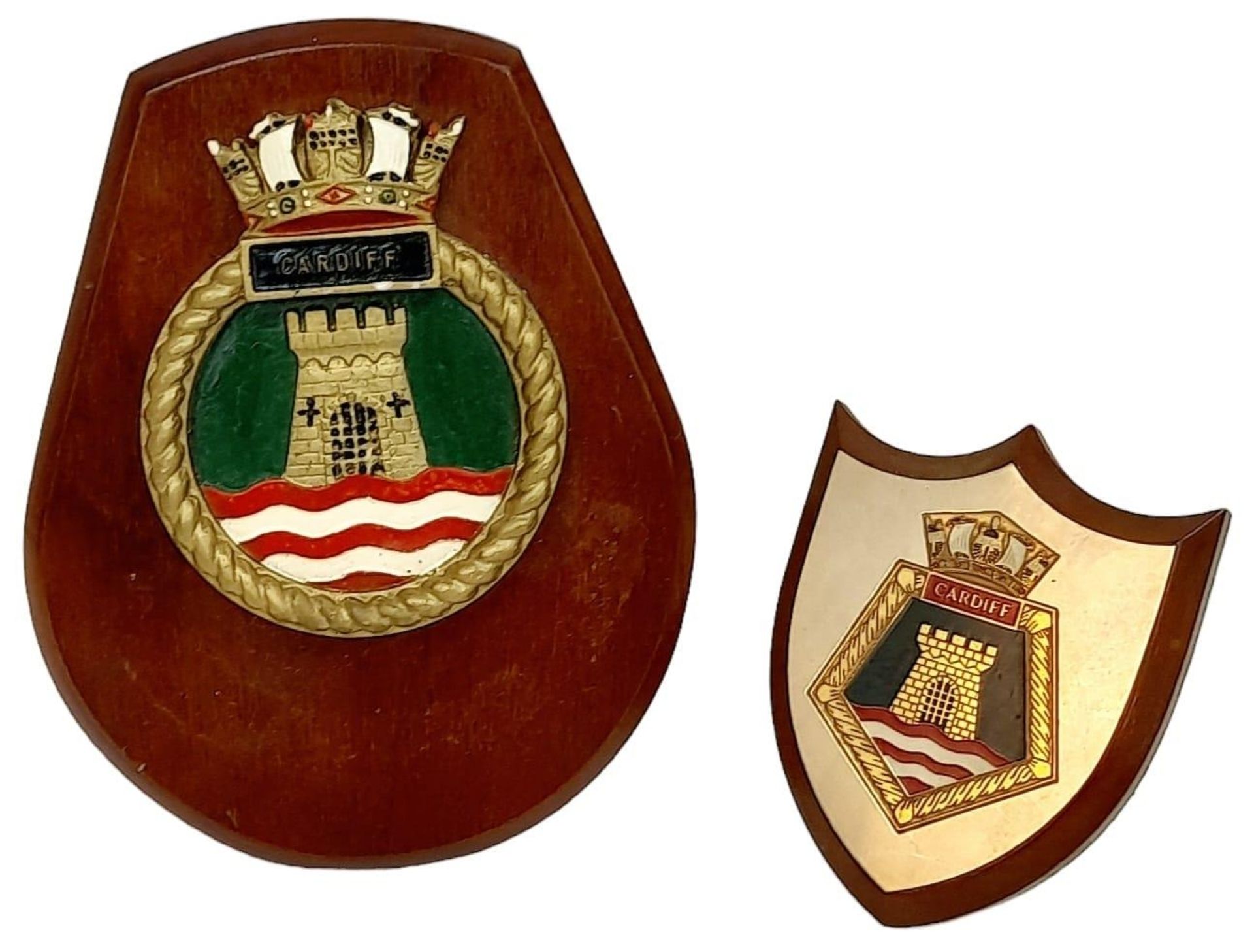 Two Ships Crests for HMS Cardiff. 20cm & 12cm Lengths. HMS Cardiff was A Type 42 Destroyer that - Bild 4 aus 5