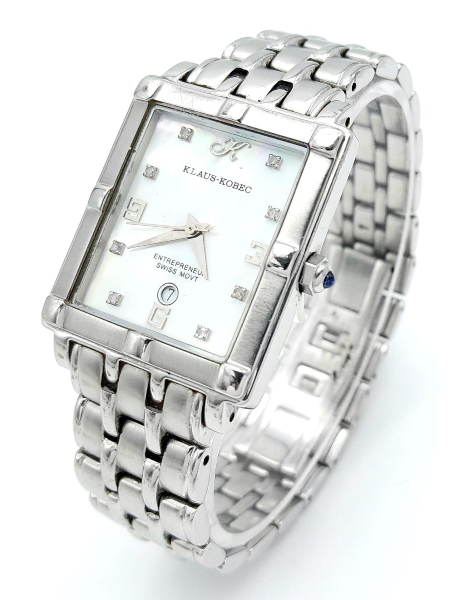 A Klaus Kobec Mother of Pearl Dial Quartz Ladies Watch. Stainless steel bracelet and case - 28mm. In