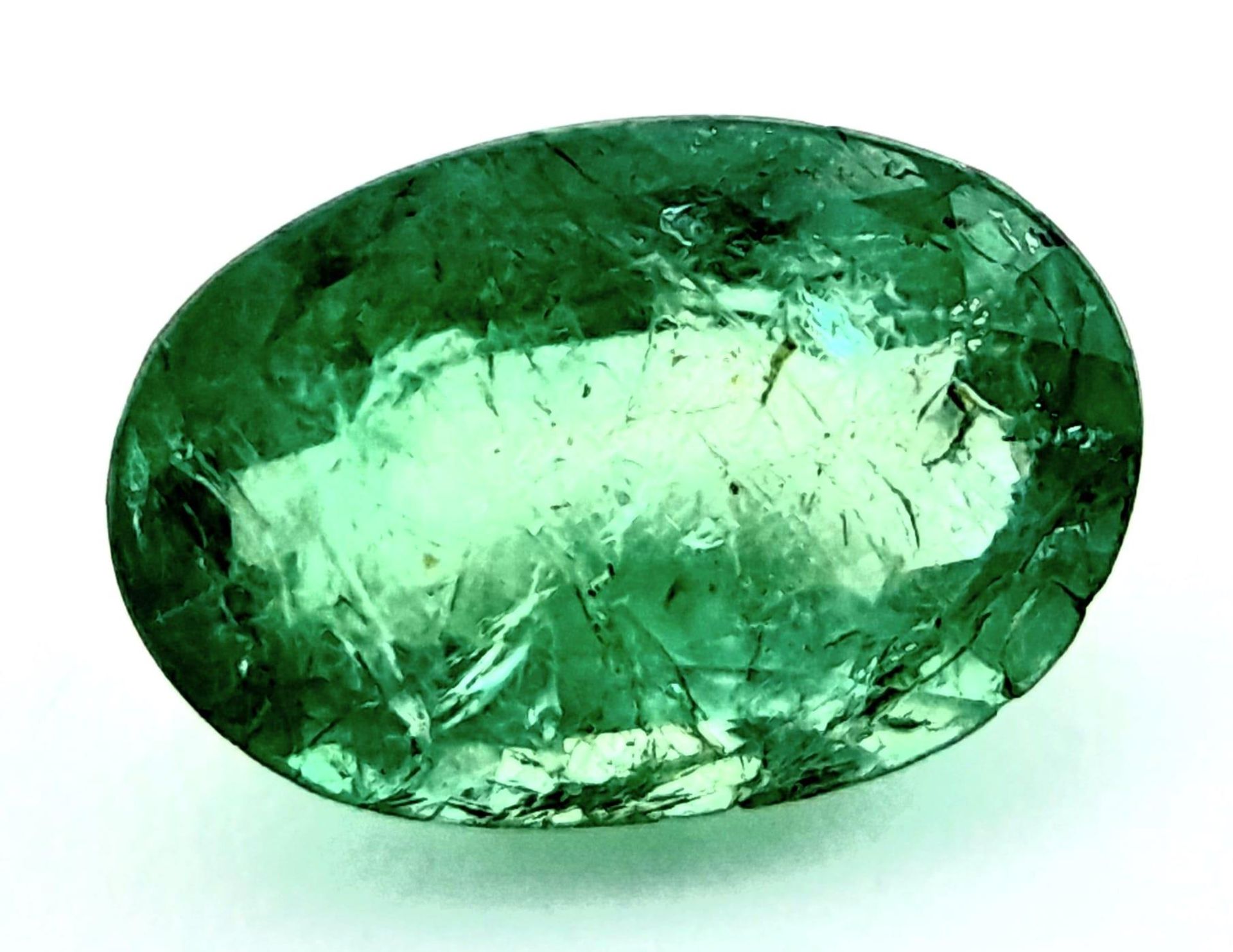 A 0.95ct Zambia Natural Beryl Emerald, in the Oval shape cut. Comes with the GFCO Swiss certificate.