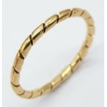 A Vintage 9K Yellow Gold Thin Band Ring with Diagonal Ridged Design. Size K. 1.33g. 2mm