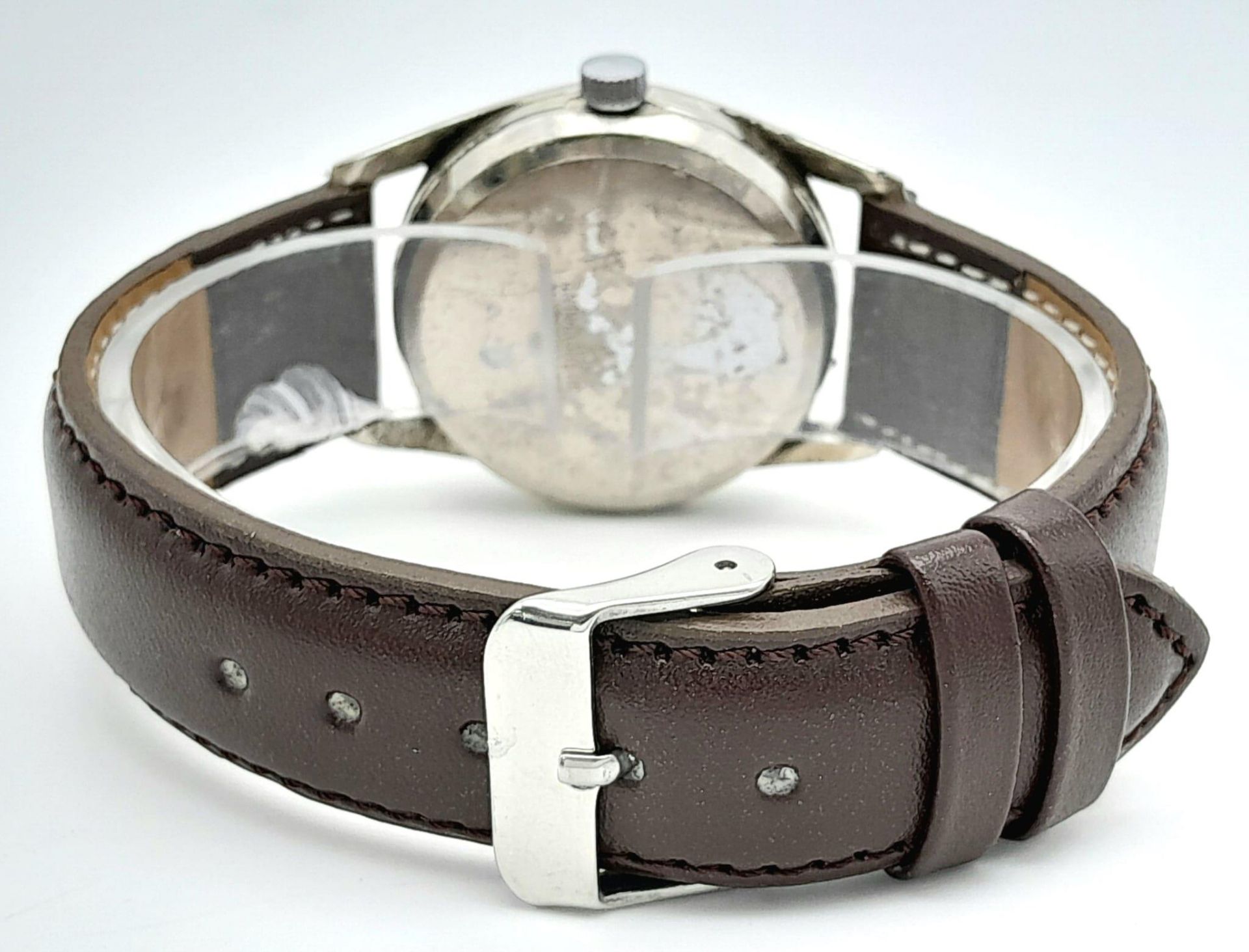 A Rare Vintage Sperina 'Jump hours' Watch. Watch switches to 24hr clock! Brown leather strap. - Image 5 of 7