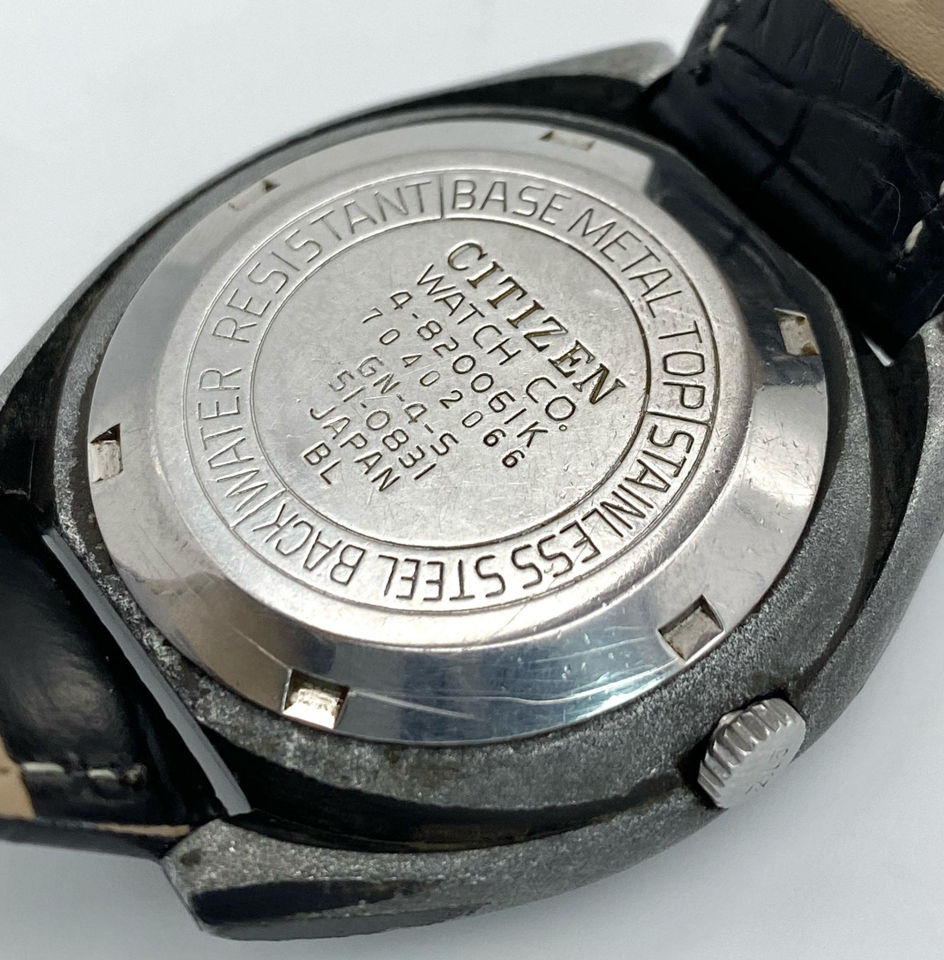A Vintage Citizen 21 Jewels Automatic Gents Watch. Black leather strap. Black stainless steel case - - Bild 6 aus 7