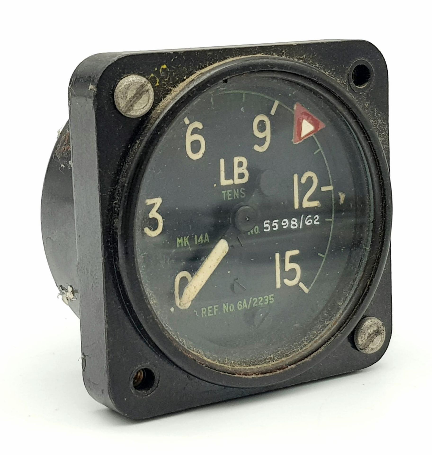 A Vintage RAF Aircraft Pressure Gauge. 5cm dial diameter. Military markings at rear. - Bild 2 aus 4