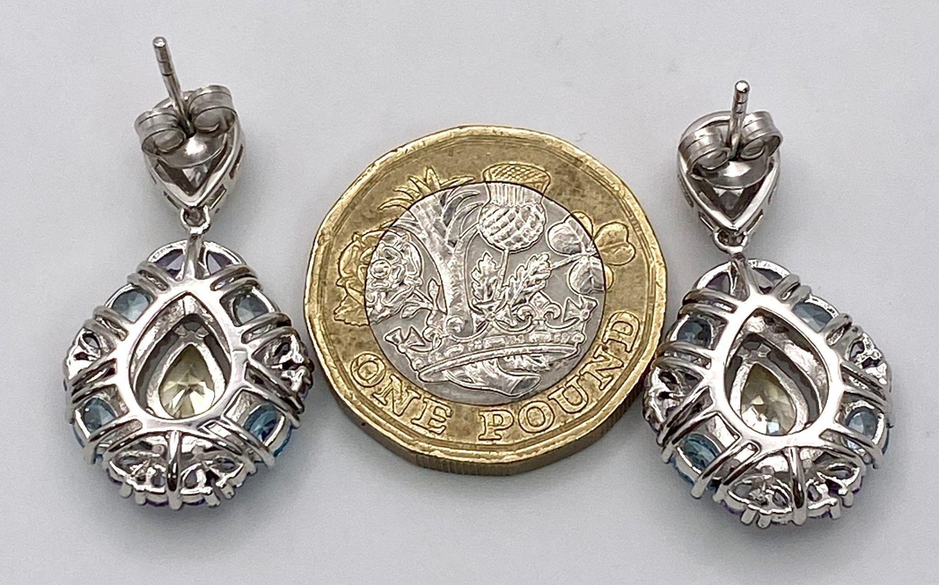 A Pair of Sterling Silver Fancy Stone Earrings. - Bild 6 aus 10