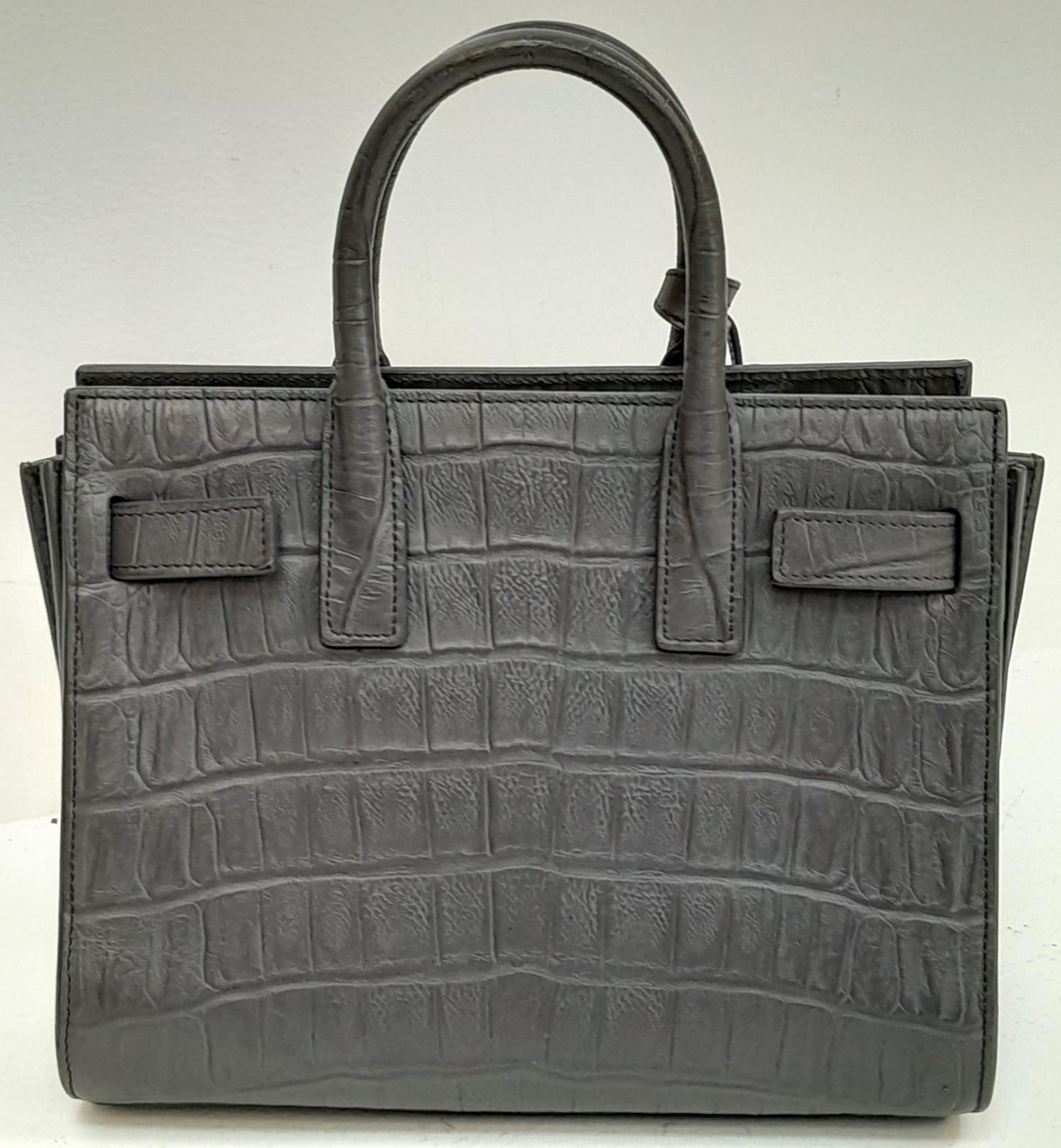 A Saint Laurent Grey Crocodile Embossed Small Sac De Jour Bag. Gold tone padlock (no key). Soft - Bild 2 aus 6