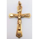 9K Yellow Gold Crucifix Pendant, 2.5g total weight